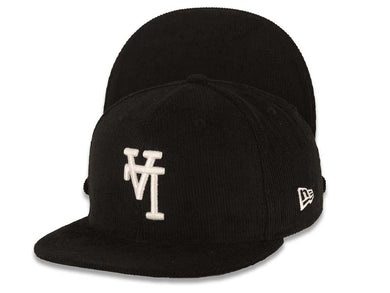(Corduroy) Los Angeles Dodgers New Era MLB 59FIFTY 5950 Fitted Cap Hat Black Crown/Visor White Upside Down Logo Black UV