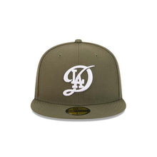 Load image into Gallery viewer, Los Angeles Dodgers New Era MLB 59FIFTY 5950 Fitted Cap Hat Olive Green Crown/Visor White Logo (2024 City Connect) 
