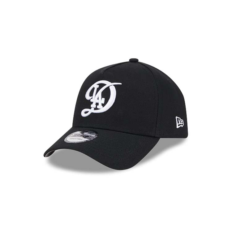 Los Angeles Dodgers New Era MLB 9FORTY 940 Adjustable A-Frame Cap Hat Black Crown/Visor White Logo (2024 City Connect)