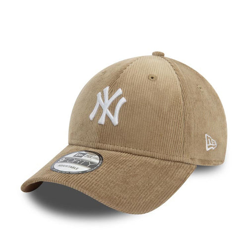 (Corduroy Crown/Visor) New York Yankees New Era MLB 9FORTY 940 Adjustable Cap Hat Khaki Crown/Visor White Logo