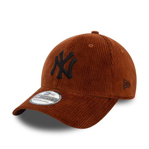 (Corduroy) New York Yankees New Era MLB 39THIRTY 3930 Flexfit Cap Hat Dark Orange Crown/Visor Black Logo