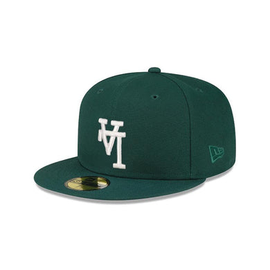 Los Angeles Dodgers New Era MLB 59FIFTY 5950 Fitted Cap Hat Dark Green Crown/Visor White Upside Down Logo Gray UV