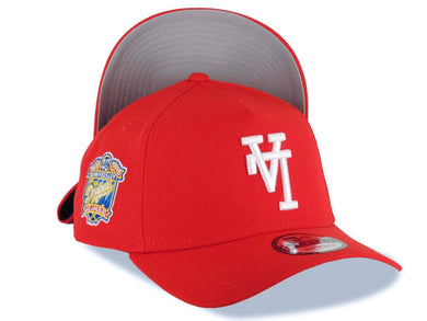 Los Angeles Dodgers New Era MLB 9FORTY 940 Adjustable A-Frame Cap Hat Red Crown/Visor White Upside Down Logo 40th Anniversary Side Patch Gray UV