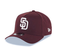 Load image into Gallery viewer, San Diego Padres New Era MLB 9FORTY 940 Adjustable A-Frame Cap Hat Maroon Crown/Visor White Logo 25th Anniversary Side Patch Gray UV

