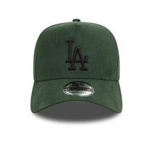 Load image into Gallery viewer, (Suede) Los Angeles Dodgers New Era MLB 9FORTY 940 Adjustable A-Frame Cap Hat Dark Green Crown/Visor Black Logo
