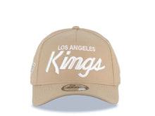 Load image into Gallery viewer, Los Angeles Kings New Era NHL 9FORTY 940 Adjustable A-Frame Cap Hat Khaki Crown/Visor White Text/Script Logo Gray UV
