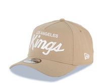 Load image into Gallery viewer, Los Angeles Kings New Era NHL 9FORTY 940 Adjustable A-Frame Cap Hat Khaki Crown/Visor White Text/Script Logo Gray UV
