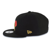 Load image into Gallery viewer, Los Angeles Dodgers New Era MLB 9FIFTY 950 Snapback Cap Hat Black Crown/Visor Metallic Gold/Red Logo With Rose World Series Side Patch
