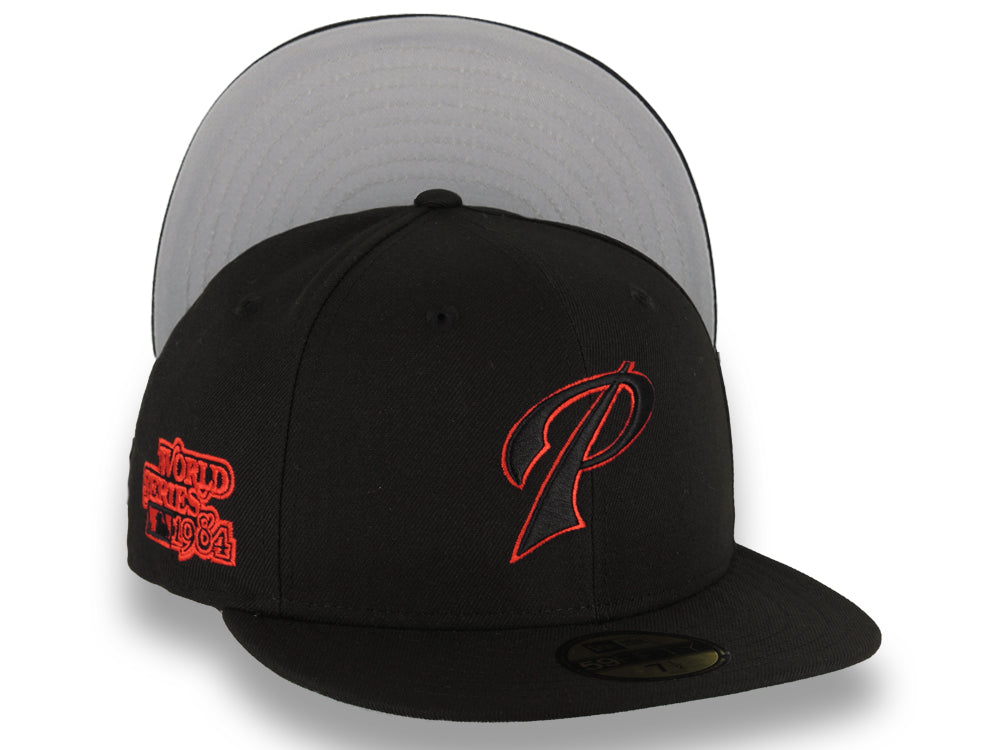 San Diego Padres New Era MLB 59FIFTY 5950 Fitted Cap Hat Black Crown/Visor Black/Red 