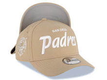 Load image into Gallery viewer, San Diego Padres New Era MLB 9FORTY 940 Adjustable A-Frame Cap Hat Khaki Crown/Visor White Script/Text Logo 40th Anniversary Side Patch Gray UV
