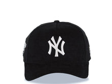Load image into Gallery viewer, (Corduroy) New York Yankees New Era MLB 9FORTY 940 Adjustable A-Frame Cap Hat Black Crown/Visor White Logo 1998 World Series Side Patch Gray UV
