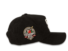 Load image into Gallery viewer, (Corduroy) San Diego Padres New Era MLB 9FORTY 940 Adjustable A-Frame Cap Hat Black Crown/Visor White Logo With Rose 40th Anniversary Side Patch
