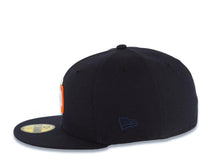 Load image into Gallery viewer, San Diego Padres New Era MLB 59FIFTY 5950 Fitted Cap Hat Navy Blue Crown/Visor White/Orange Logo 1998 World Series Side Patch Gray UV
