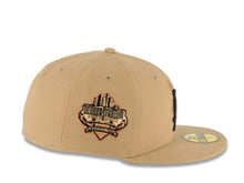 Load image into Gallery viewer, Los Angeles Dodgers New Era MLB 59FIFTY 5950 Fitted Cap Hat Khaki Crown/Visor Black Logo With Metallic Orange Flame Stadium Side Patch
