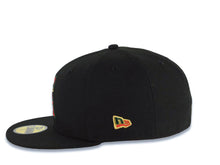 Load image into Gallery viewer, Los Angeles Anaheim Angels New Era MLB 59FIFTY 5950 Fitted Cap Hat Black Crown/Visor Red/Dark Green CA Logo California State With Halo Patch Gray UV
