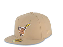 Load image into Gallery viewer, San Diego Padres New Era MLB 59FIFTY 5950 Fitted Cap Hat Khaki Crown/Visor Brown/Yellow Swinging Friar Logo 20th Anniversary Petco Park Side Patch
