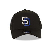 Load image into Gallery viewer, San Diego Padres New Era MLB 9FORTY 940 Adjustable A-Frame Cap Hat Black Crown/Visor White/Royal Blue Logo 40th Anniversary Side Patch Royal Blue UV
