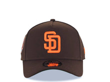 Load image into Gallery viewer, San Diego Padres New Era MLB 9FORTY 940 Adjustable A-Frame Cap Hat Brown Crown/Visor Orange Logo Stadium Side Patch Green UV

