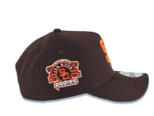 Load image into Gallery viewer, San Diego Padres New Era MLB 9FORTY 940 Adjustable A-Frame Cap Hat Brown Crown/Visor Orange Logo Stadium Side Patch Green UV
