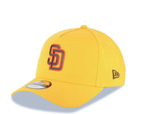 Load image into Gallery viewer, San Diego Padres New Era MLB 9FORTY 940 Adjustable A-Frame Cap Hat Yellow Crown/Visor Brown/Orange Logo 1998 World Series Side Patch Green UV
