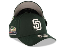 Load image into Gallery viewer, San Diego Padres New Era MLB 9FORTY 940 Adjustable A-Frame Cap Hat Dark Green Crown/Visor White Logo Petco Park Side Patch Gray UV
