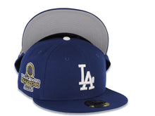Load image into Gallery viewer, Los Angeles Dodgers New Era MLB 59FIFTY 5950 Fitted Cap Hat Royal Blue Crown/Visor White Logo 2024 World Series Champions Side Patch 
