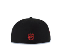 Load image into Gallery viewer, Chicago Blackhawks New Era NHL 59FIFTY 5950 Fitted Cap Hat Black Crown/Visor Team Color Axe Logo 75th Anniversary Side Patch Gray UV
