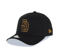 Load image into Gallery viewer, San Diego Padres New Era MLB 9FORTY 940 Adjustable A-Frame Cap Hat Black Crown/Visor Black/Tan Logo Petco Park Side Patch Tan UV
