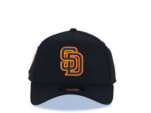 Load image into Gallery viewer, San Diego Padres New Era MLB 9FORTY 940 Adjustable A-Frame Cap Hat Black Crown/Visor Brown/Yellow/Orange Logo 40th Anniversary Side Patch Green UV
