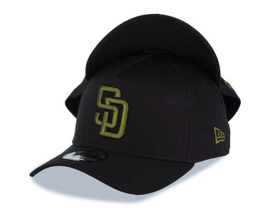 San Diego Padres New Era MLB 9FORTY 940 Adjustable A-Frame Cap Hat Black Crown/Visor Dark Green Logo