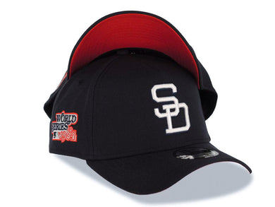 San Diego Padres New Era MLB 9FORTY 940 Adjustable A-Frame Cap Hat Navy Blue Crown/Visor White Cooperstown Logo 1984 World Series Side Patch Red UV