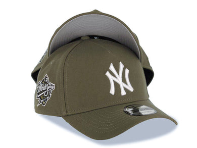 New York Yankees New Era MLB 9FORTY 940 Adjustable A-Frame Cap Hat Olive Green Crown/Visor White Logo 1998 World Series Side Patch