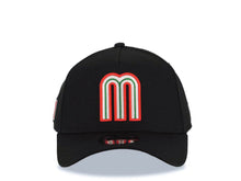 Load image into Gallery viewer, Mexico New Era WBC World Baseball Classic 9FORTY 940 Adjustable A-Frame Cap Hat Black Crown/Visor Team Color Logo Mexico Flag Side Patch Gray UV
