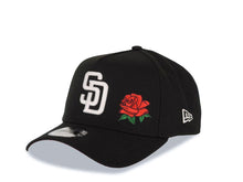 Load image into Gallery viewer, San Diego Padres New Era MLB 9FORTY 940 Adjustable A-Frame Cap Hat Black Crown/Visor White Logo With Rose 40th Anniversary Side Patch Red UV
