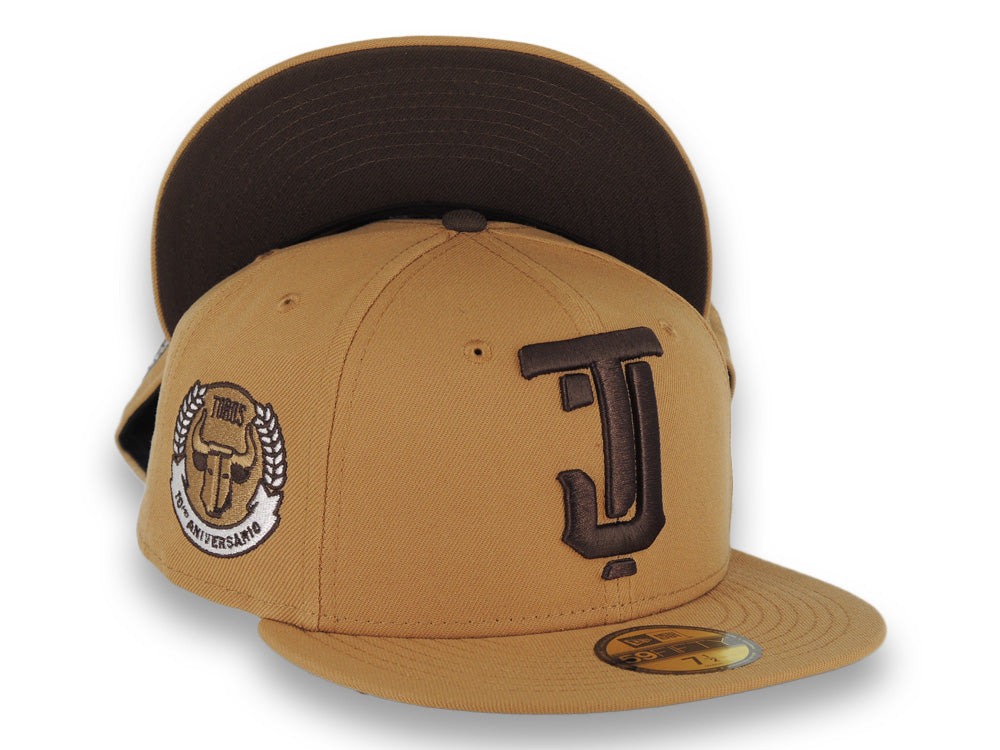 Tijuana Toros New Era LMB 59FIFTY 5950 Fitted Cap Hat Wheat Crown/Visor Brown Logo 10th Anniversary Brown UV