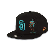 Load image into Gallery viewer, San Diego Padres New Era MLB 9FIFTY 950 Snapback Cap Hat Black Crown/Visor Teal/Metallic Brown Logo With Pal Trees 40th Anniversary Side Patch Teal UV
