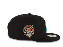 Load image into Gallery viewer, San Diego Padres New Era MLB 9FIFTY 950 Snapback Cap Hat Black Crown/Visor Teal/Metallic Brown Logo With Pal Trees 40th Anniversary Side Patch Teal UV
