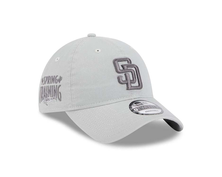 San Diego Padres New Era MLB 9TWENTY 920 Adjustable Cap Hat Gray Crown/Visor Dark Gray Logo (2025 Spring Training)