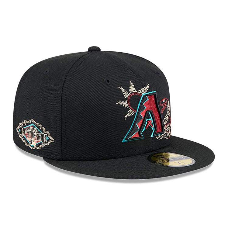 Arizona Diamondbacks New Era MLB 59FIFTY 5950 Fitted Cap Hat Black Crown/Visor Team Color Logo 2011 All-Star Game (State Stitch)