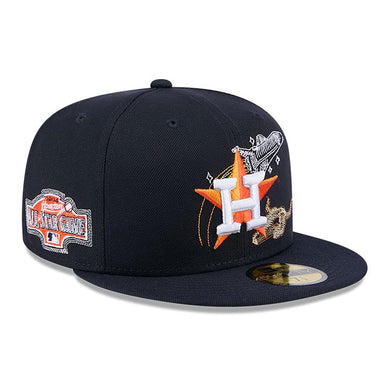 Houston Astros New Era MLB 59FIFTY 5950 Fitted Cap Hat Navy Blue Crown/Visor Team Color Logo 2004 All-Star Game (State Stitch)