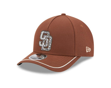 San Diego Padres New Era MLB 9FORTY 940 Adjustable Motor Cap Hat Tan Crown/Visor White/Black Logo 