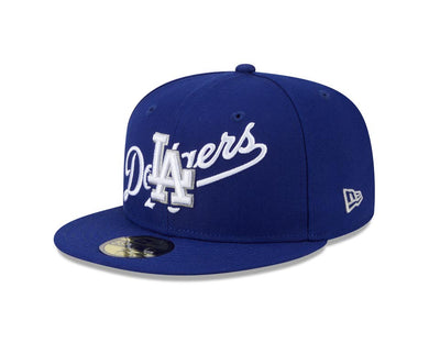 Los Angeles Dodgers New Era MLB 59FIFTY 5950 Fitted Cap Hat Royal Blue Crown/Visor White Overlap Logo