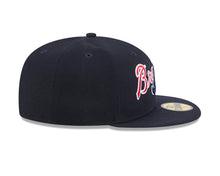 Load image into Gallery viewer, Atlanta Braves New Era MLB 59FIFTY 5950 Fitted Cap Hat Navy Blue Crown/Visor Navy/Red Overlap Logo
