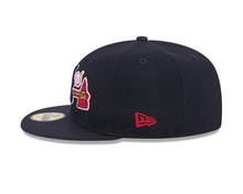 Load image into Gallery viewer, Atlanta Braves New Era MLB 59FIFTY 5950 Fitted Cap Hat Navy Blue Crown/Visor Navy/Red Overlap Logo
