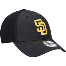 Load image into Gallery viewer, San Diego Padres New Era MLB 39THIRTY 3930 Flexfit Mesh Trucker Cap Hat Black Camo Crown/Visor Yellow Logo
