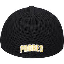 Load image into Gallery viewer, San Diego Padres New Era MLB 39THIRTY 3930 Flexfit Mesh Trucker Cap Hat Black Camo Crown/Visor Yellow Logo

