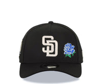 Load image into Gallery viewer, San Diego Padres New Era MLB 9FORTY 940 Adjustable A-Frame Cap Hat Black Crown/Visor White Logo With Rose 40th Anniversary Side Patch Royal Blue UV
