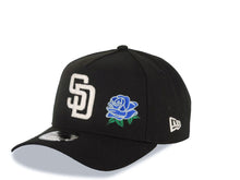 Load image into Gallery viewer, San Diego Padres New Era MLB 9FORTY 940 Adjustable A-Frame Cap Hat Black Crown/Visor White Logo With Rose 40th Anniversary Side Patch Royal Blue UV
