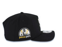 Load image into Gallery viewer, San Diego Padres New Era MLB 9FORTY 940 Adjustable A-Frame Cap Hat Black Crown/Visor White Logo With Yellow Rose 10th Anniversary Petcopark Side Patch
