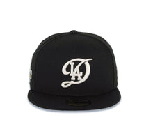 Load image into Gallery viewer, Los Angeles Dodgers New Era MLB 59FIFTY 5950 Fitted Cap Hat Black Crown/Visor City Connect White Logo 2024 World Series Side Patch Gray UV

